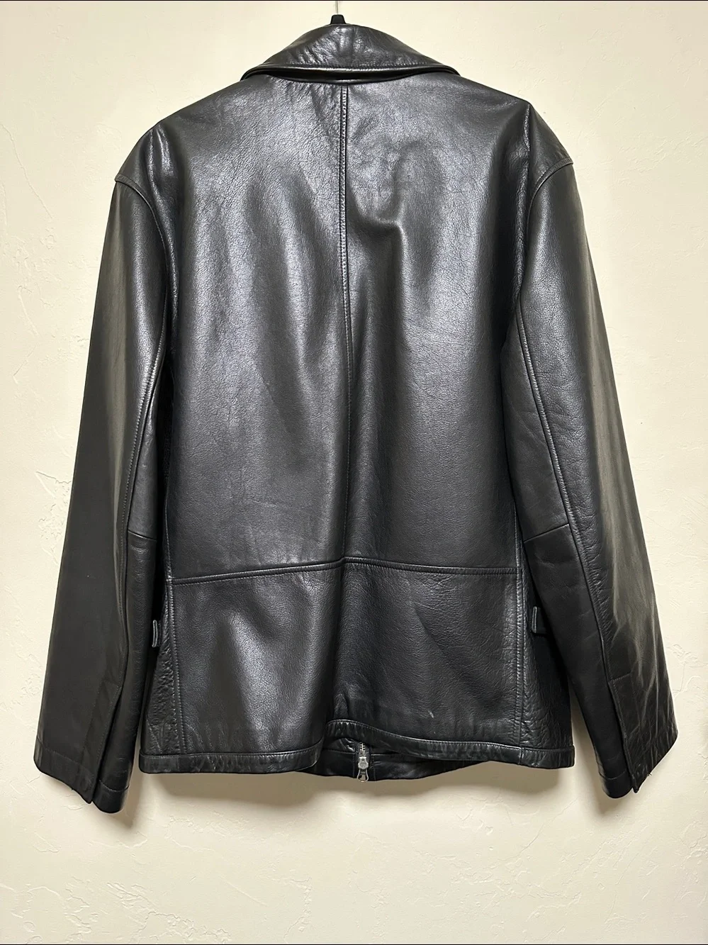 Banana Republic Men’s Two Way Zip Vintage Black Leather Jacket